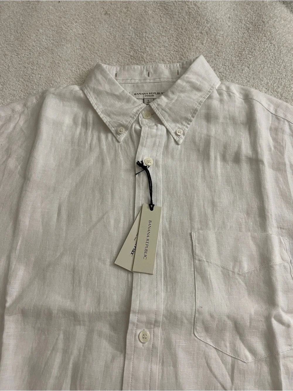 Banana Republic 100% Linen Shirt White Size L NWT